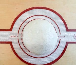 Bread dough on a silicone sling.