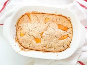 Baked cobbler in a dish.