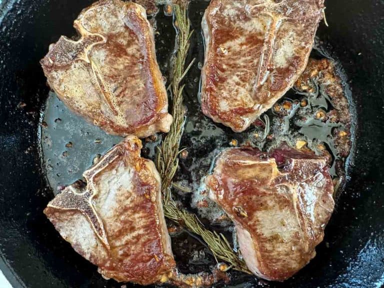 Lamb Chops in cast iron.