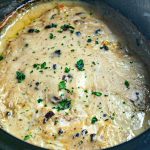 Crock Pot ranch pork chops in the crock.