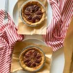 Freshly baked mini pecan pies.