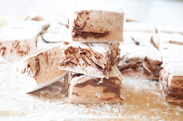 Nutella Marshmallows stacked up.