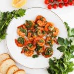 Chimichurri Shrimp arranged in a circular pattern.
