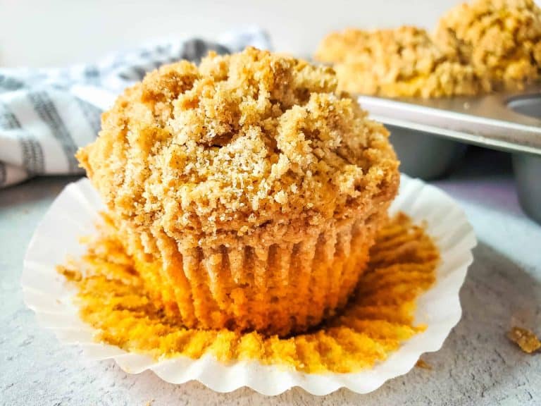 A muffin in its paper cup.