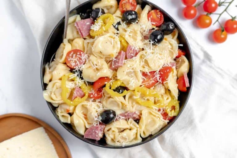 Pasta salad in a bowl.