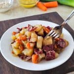 A plate of slow cooker corned beef hash.