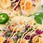 Pin for crispy shrimp tacos.