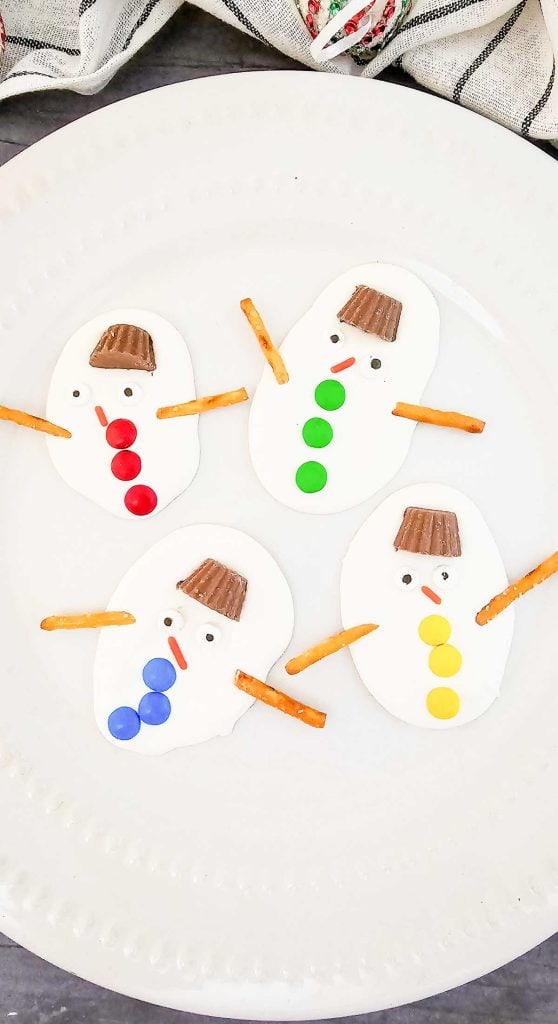 Plate of four melted snowman bark.