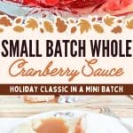 Pin for small batch whole cranberry sauce.