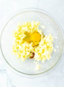 Creamed butter and sugar with an egg and vanilla added.